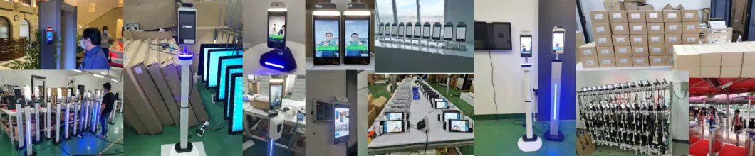 Multi Languages Screen Face Recognition Kiosk with Dynamic Face Recognition Temperature Kiosk and HD Camera Germany Sensor for Access Control Attendance System